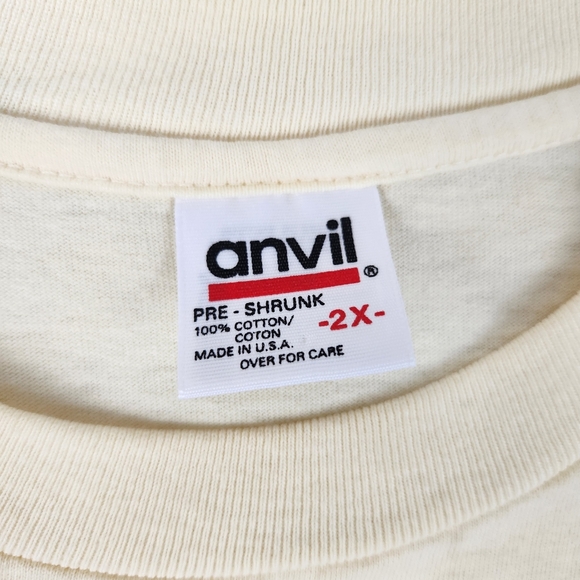 VTG Single Stitch Anvil USA Size 2X Light Yellow Sewing Graphic Shirt - Picture 4 of 11